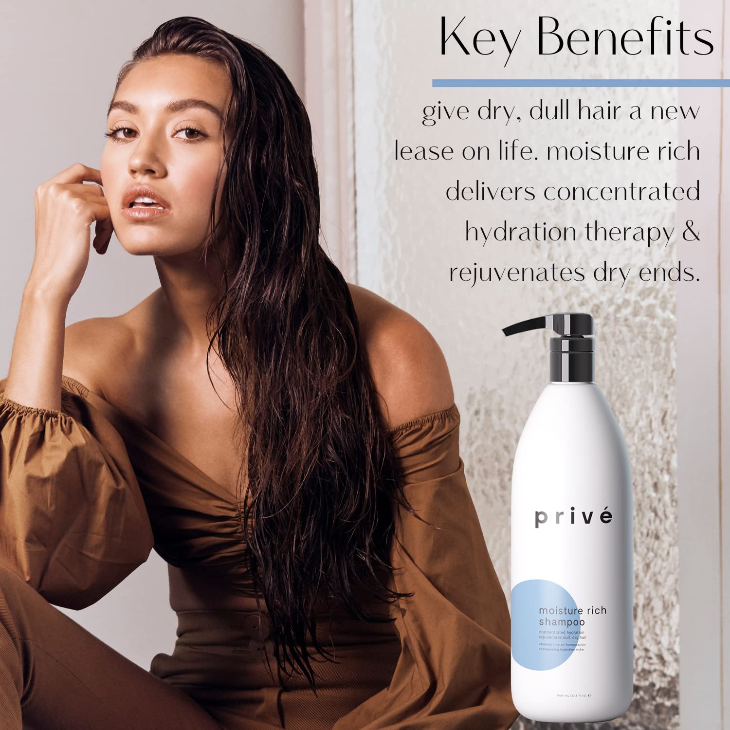 Prive Moisture Rich Shampoo - Extreme Hydration- Infused with Shea Butter - Great for All Hair Types - Color Safe