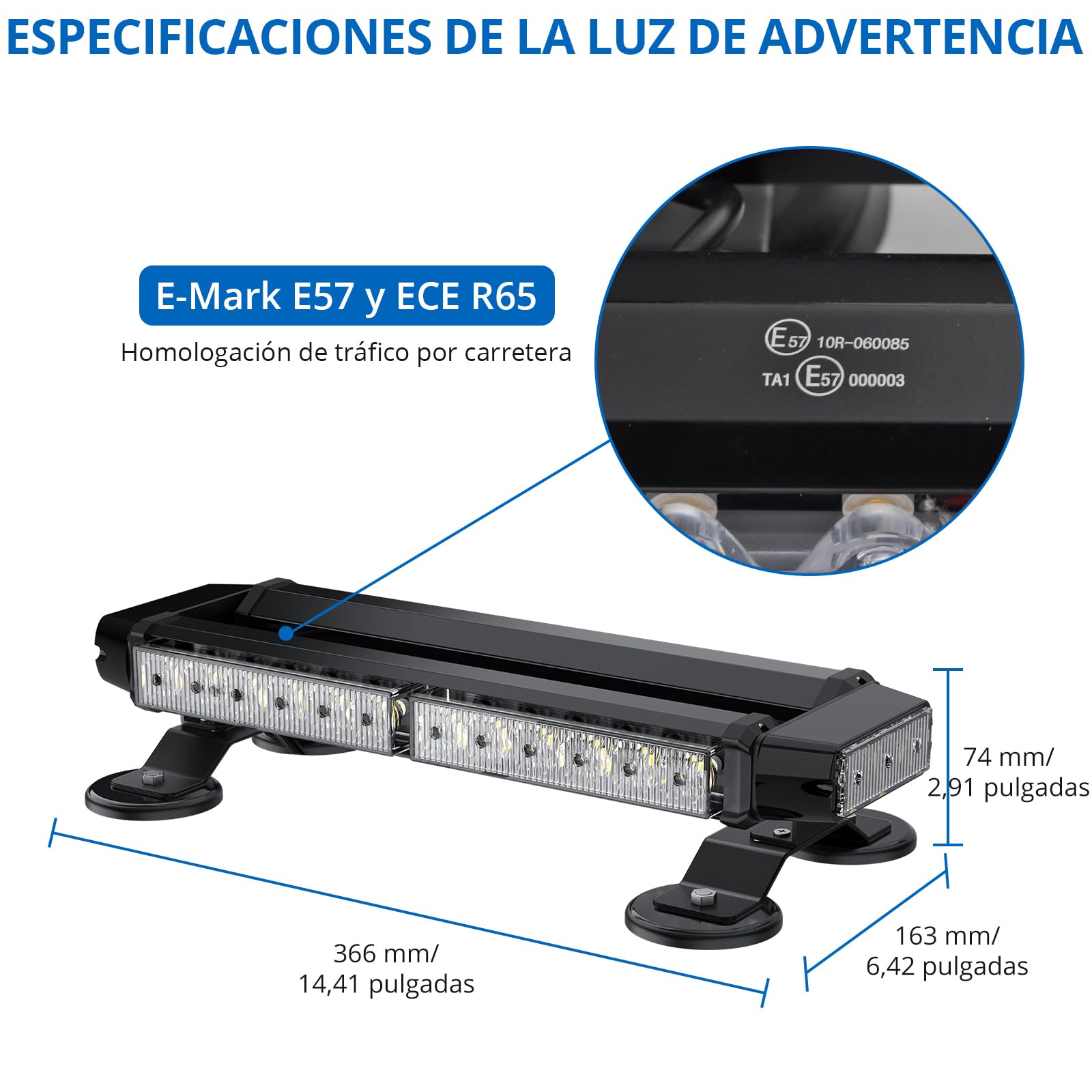 Luz Rotativa LED Magnética,Luz Estroboscópica Luz de Advertencia 12V/24V – 30 LED Ámbar con Cable 5 m, 7 Modos, Baliza Giratoria Impermeable IP65,Luz de Advertencia para Vehículos, Ámbar