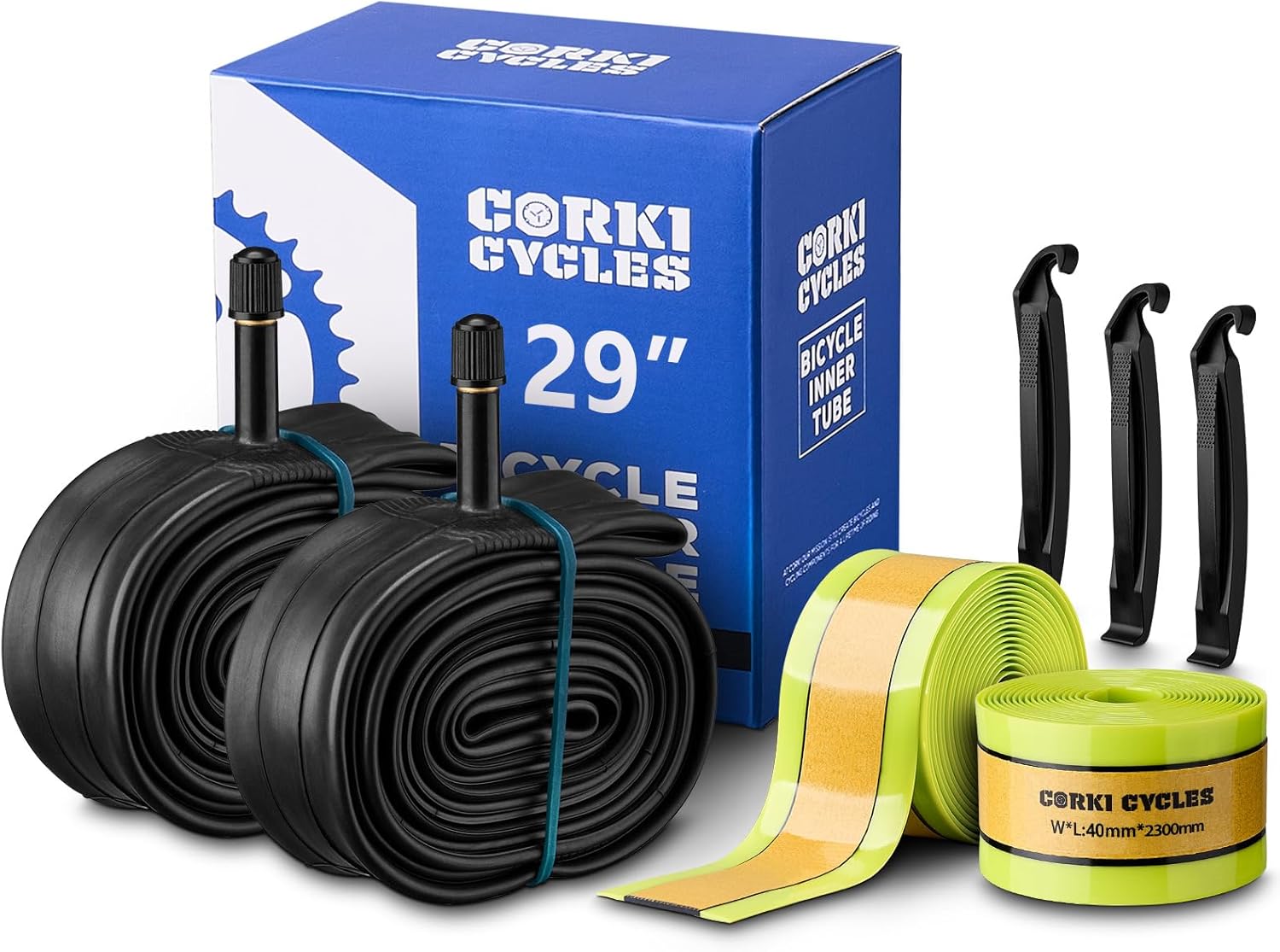 Bike Tube 29 x 2.125-2.4 Schrader Valve 32mm with Puncture Proof Bicycle Tire Liners 40mm