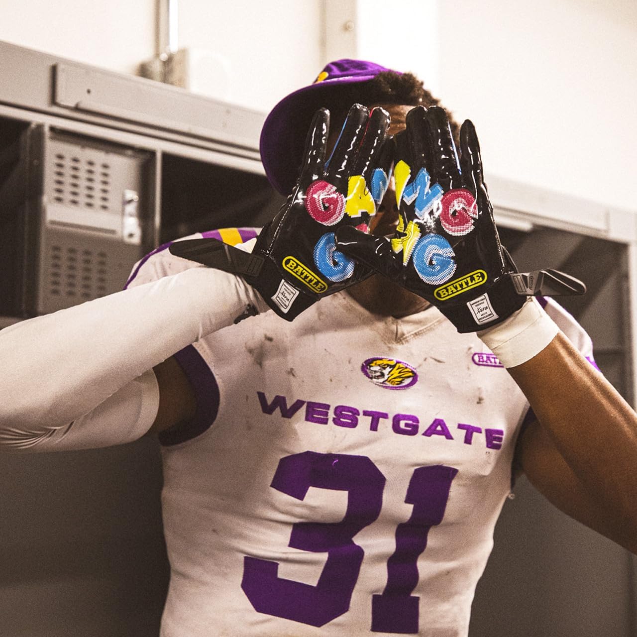 Battle Sports Back of Hand Wide Receiver Football Gloves, Ultra-Tack Sticky & Grip, No Slip - Adult & Youth