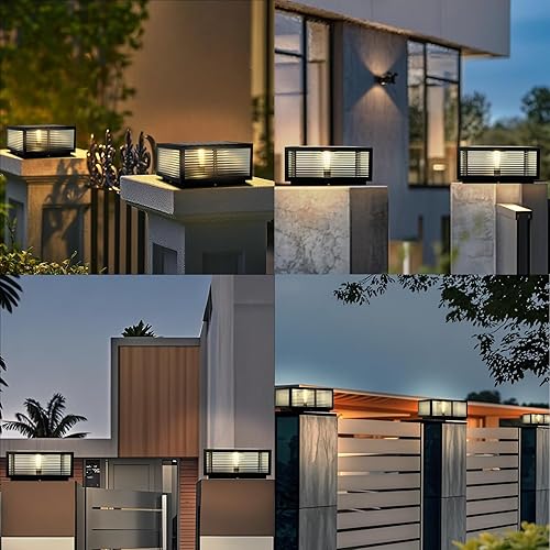 Miniatura 6 de Luces solares para postes al aire libre, de lujo, modernas, con tapa de poste solar, luz de columna de cubierta de valla con IP65, luces de pilar