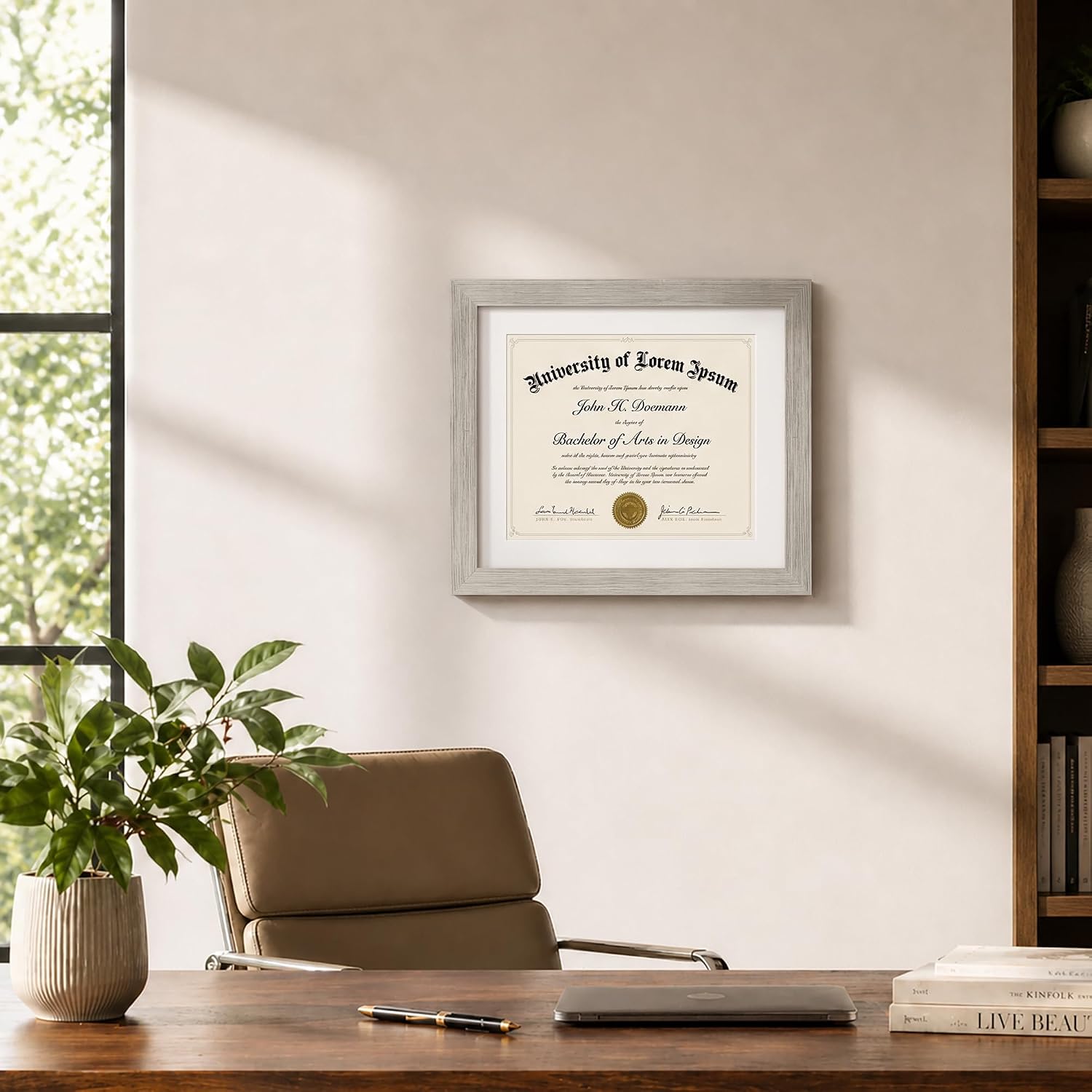 Americanflat 11x14 Diploma Frame with Shatter-Resistant Glass - Use as 8.5x11 Frame with Mat or Display 11x14 Documents Without Mat - Certificate Frames with Engineered Wood for Wall - Driftwood