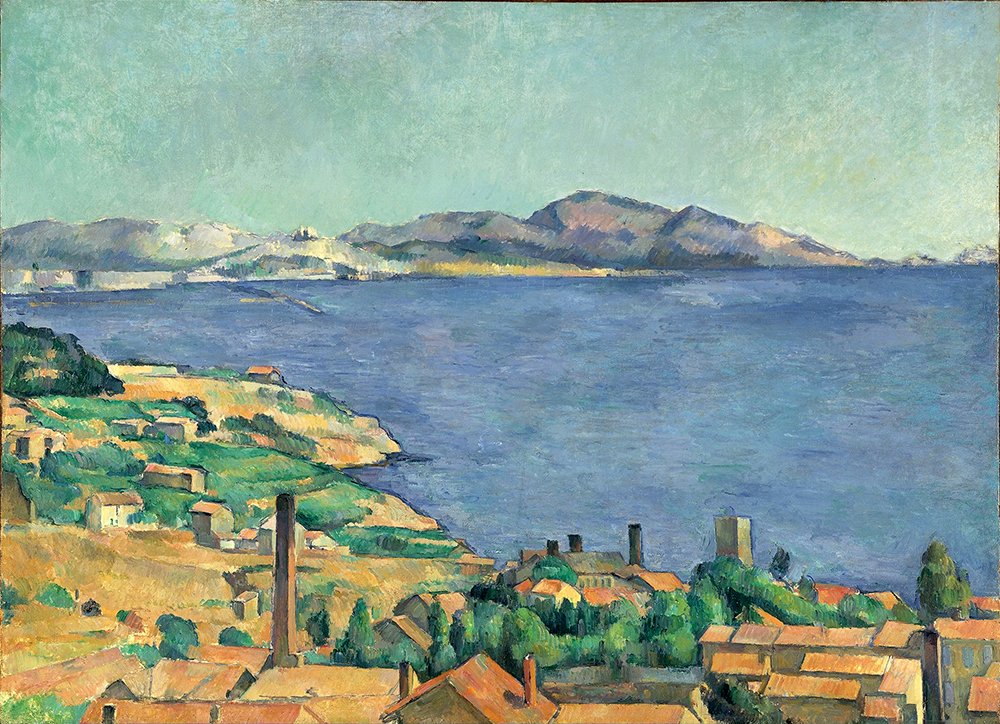 Poster Paul Cezanne The Gulf of Marseilles cadre mat marron