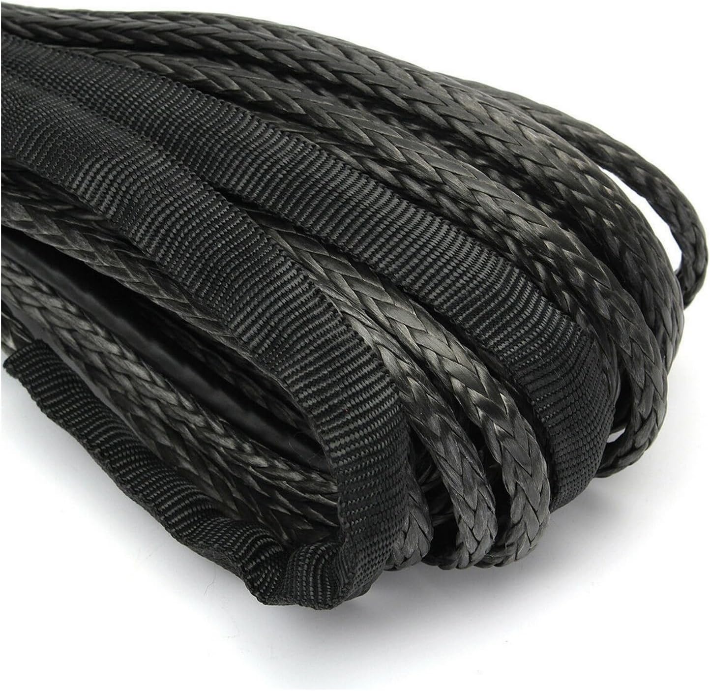 Synthetic Winch Rope, 15m Winch Cable Cable Towing Car Tow Strap Trailer Rope with Hook for ATV Off Road Accessories 7700lbs 3.5T for Off Road Vehicle Truck Boat Winch(Black)