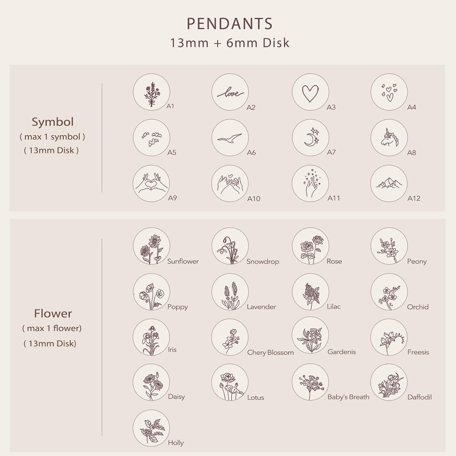 Endless Story Initial Necklaces for Women, 13mm Symbol or Flower Disc with 6mm Initial Charms, Sterling Silver, 14K Gold Filled & Rose Gold Filled Custom Dainty Letter Necklace, Mom Necklace with Kids Initials, Gift for Mom or Her - Image 6