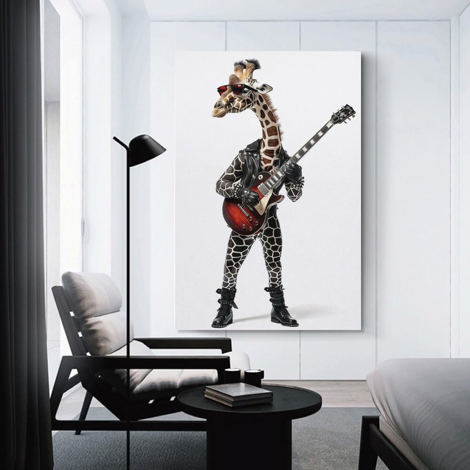 Junmoney Canvas Wall Decor Giraffe Guitar, 20x30inch(50x75cm), for Bedroom Decor, Cosy Corners Or Studios, Decorative Wall Art for Cosy Rooms