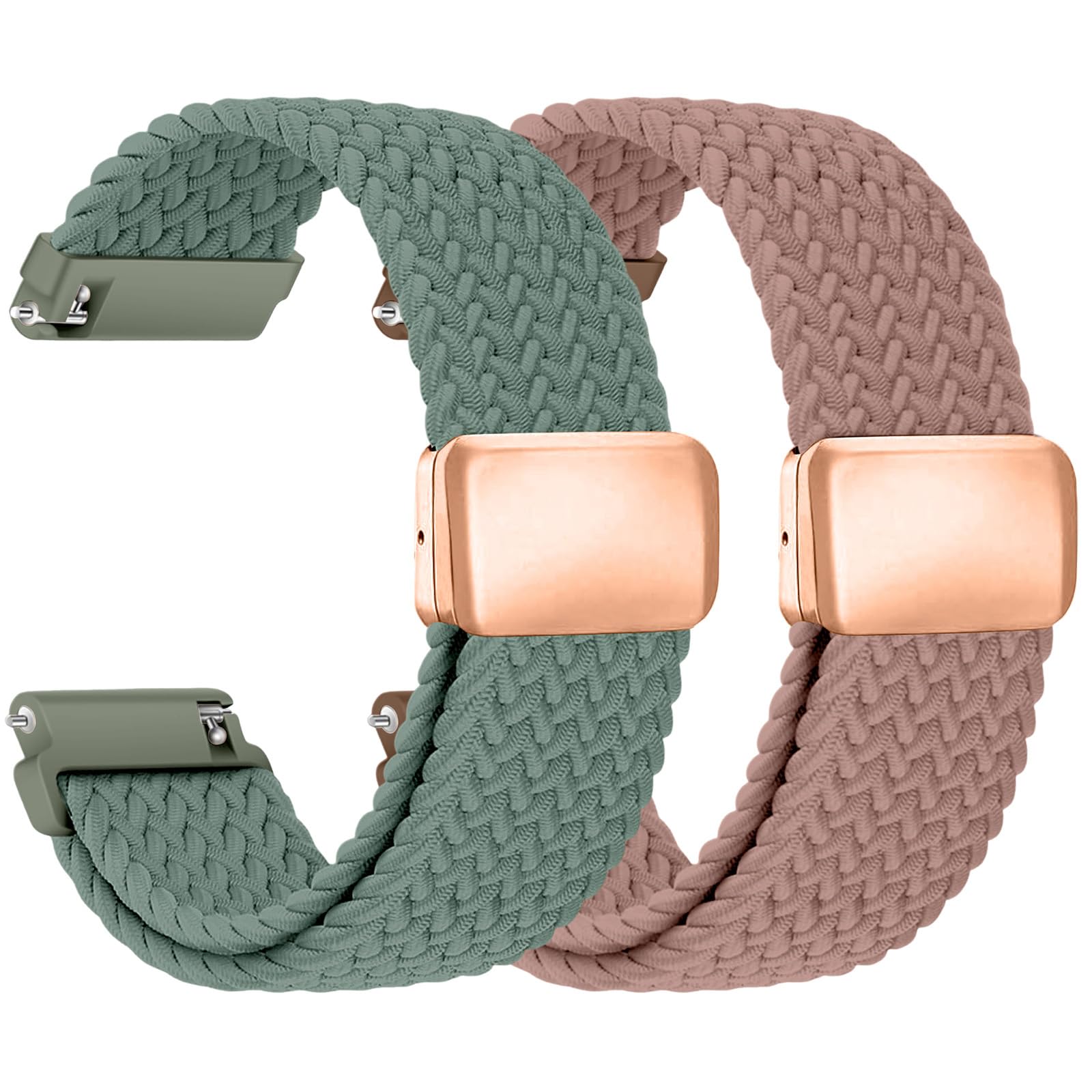 chinbersky Nylon Geflochtenes Uhrenarmband 20mm Uhrenarmband 22mm mit Magnetischem Verschluss, für Herren Damen Elastisches Ersatzarmband