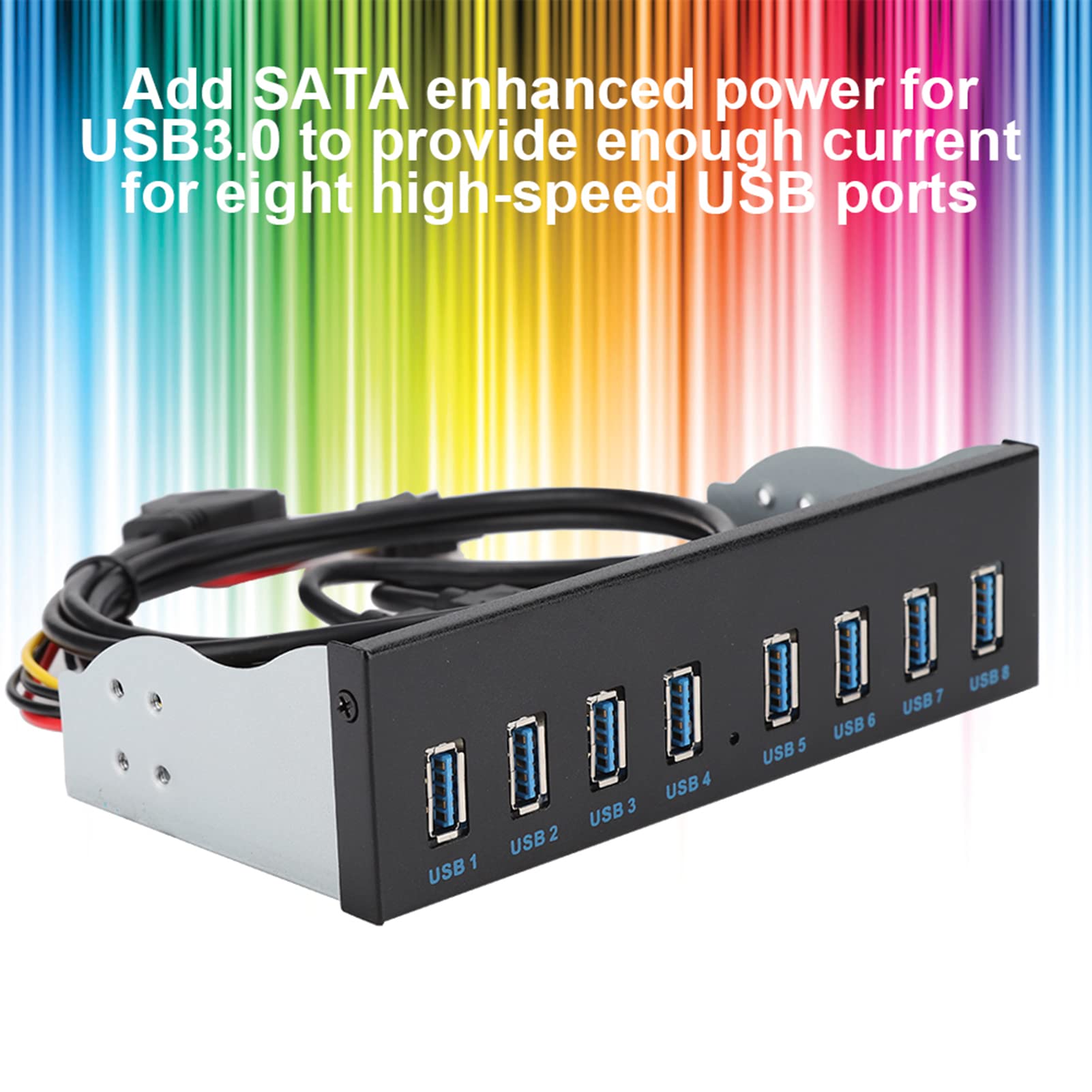 Hub USB 3.0 Alimentato, Hub USB 3.0 19PIN a 8 Porte, Adattatore per Pannello Frontale del Computer PC di Espansione 'unità Ottica Compatibile con l'Espansione del Case