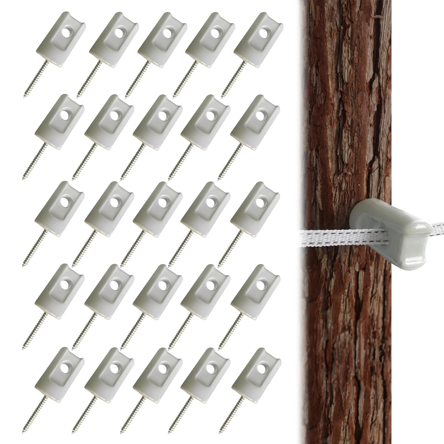 L-FENCELYDITEFENCE 25 Pack Ceramic Electric Fence Insulators - Heavy Duty Porcelain Lag Screw for Wood Post Farm Fencing