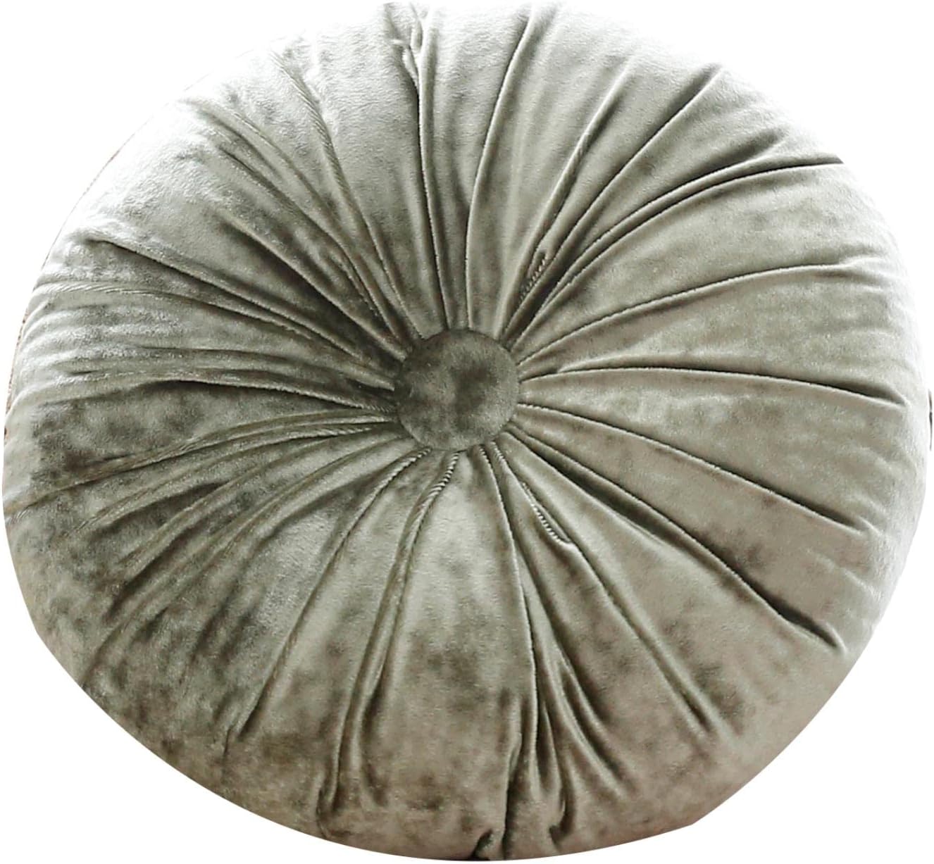 MOJUN Round Throw Pillow 15.7" Pumpkin Velvet Pillow Pleated Round Filled Pillow Home Decorative Throw Pillow Cushion for Couch Chair Bed Car Floor, Lake Bule
