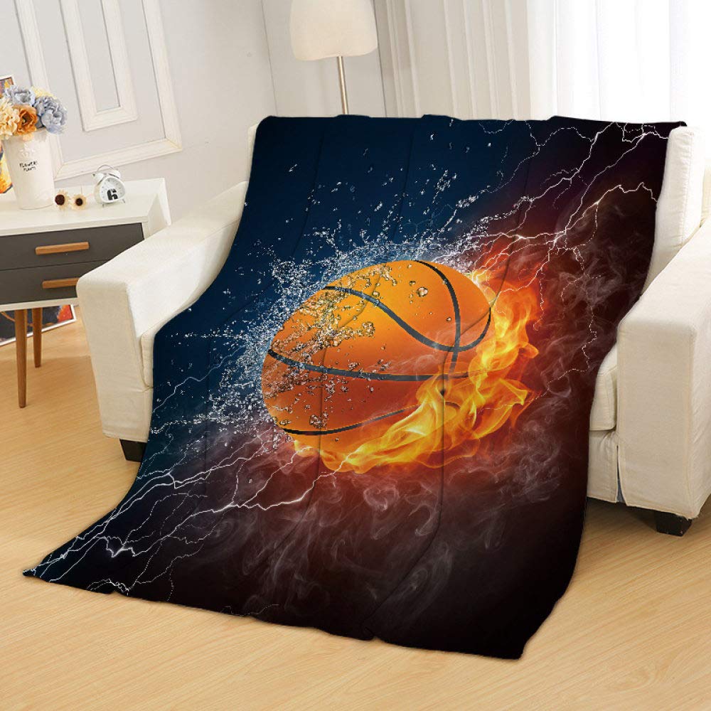 Couverture Sherpa basket-ball contre le froid plaid pelucheux 150x200 cm