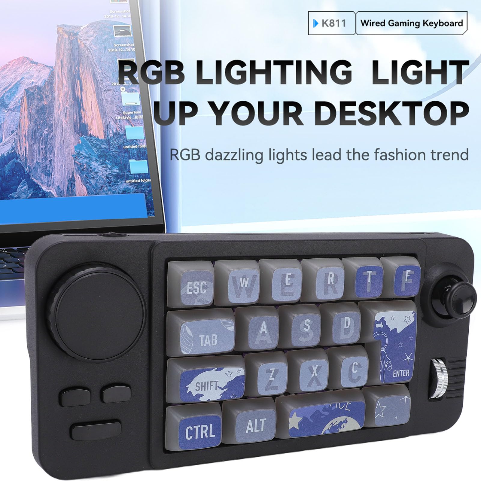 Jectse Pavé Numérique Mécanique Programmable à 19 Touches (Macros), Rétroéclairage LED RGB, connectivité sans Fil 2,4 GHz/Bluetooth 5.0 / Filaire, avec Joystick, Molette de Contrôle