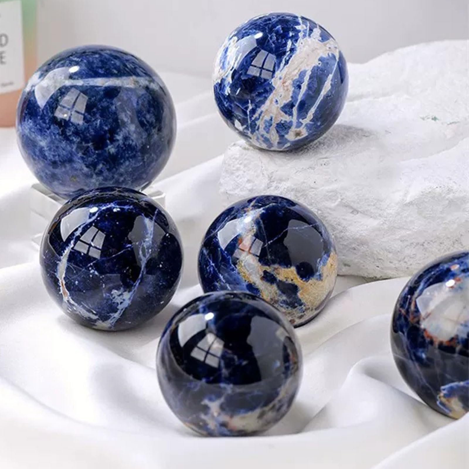 Sfera curativa con Sfera Decorativa in Sodalite Blu per l'home Office | Sfere decorative in cristallo naturale per Reiki, meditazione, Feng Shui e riequilibrio di chakra e aura