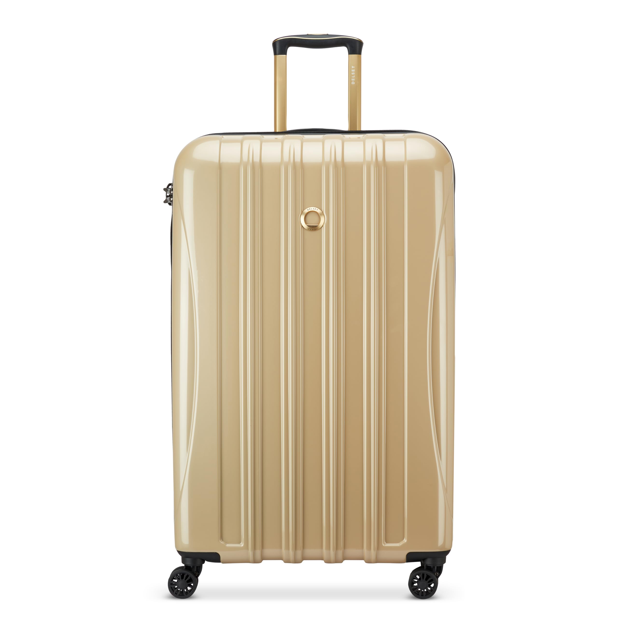 Helium Aero Hardside Expandable Luggage with Spinner Wheels, Gold, Checked-Large 28 Inch