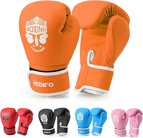 Guantes de boxeo Redipo para niños, niñas y adolescentes de 3 a 12 años, guantes de entrenamiento para Thai y Kickboxing