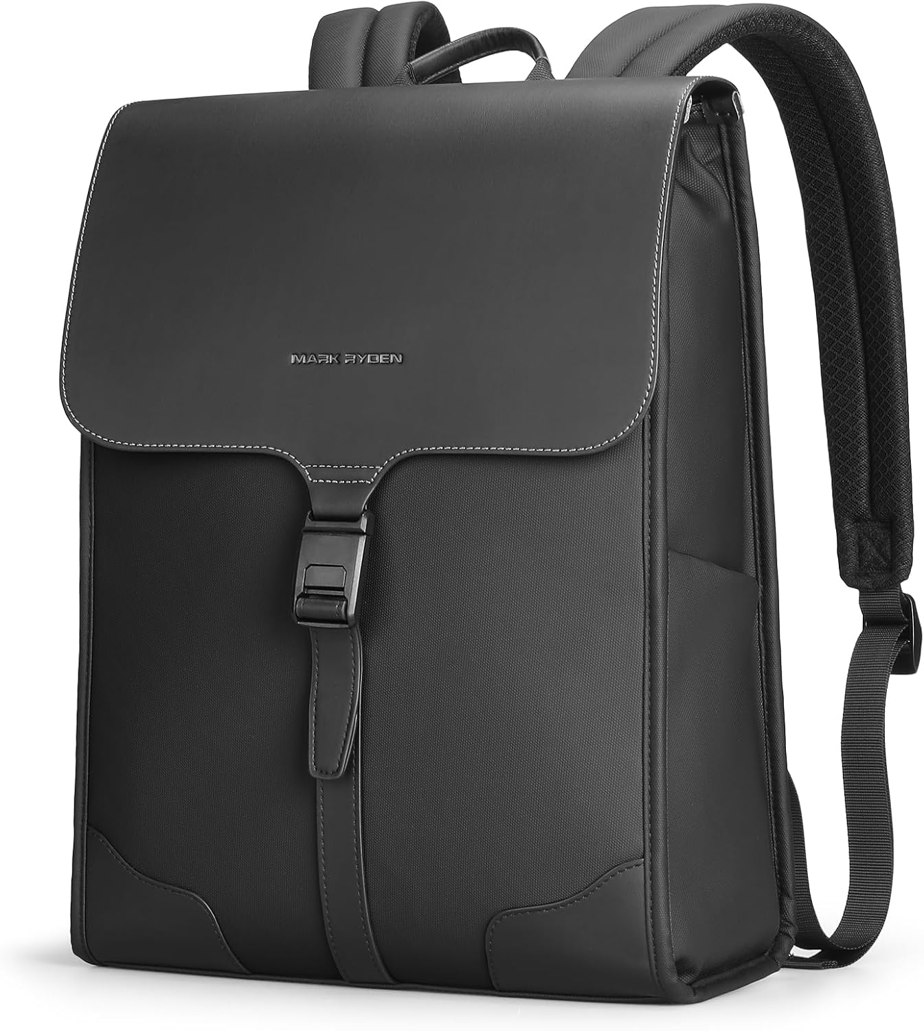 Muzee Slim Laptop Backpack for Men & Women, Leather Commuter Backpack, 15.6" Lightweight Waterproof Anti-Theft Daypack for Office & Casual Outings