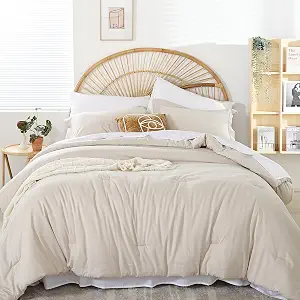 weigelia King Size Comforter Set 7 Pieces Beige Comforter Set Bed in a Bag King Soft Microfiber Bedding Set King Comforter Set with Sheets Pillow Shams and Pillowcases
