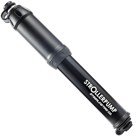 StrollerPump by Steerling Tire Co. - Portable Tire Pump for Baby Strollers, Compatible with BOB, Graco, Baby Trend Strollers and More - Valve Adaptors and Mount Included, Durable Aluminum Construction