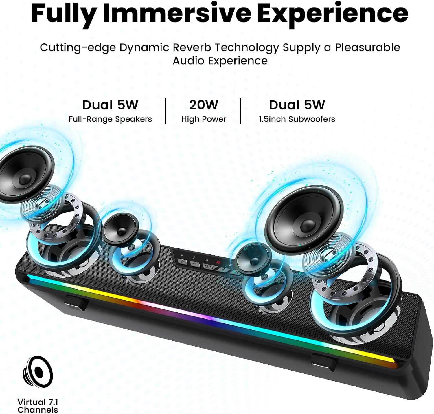 Computer Speakers for Desktop PC, Computer Sound Bar with Detachable Microphone,Gaming Speakers, Plug & Play, PC Speakers for Laptop, Tablet