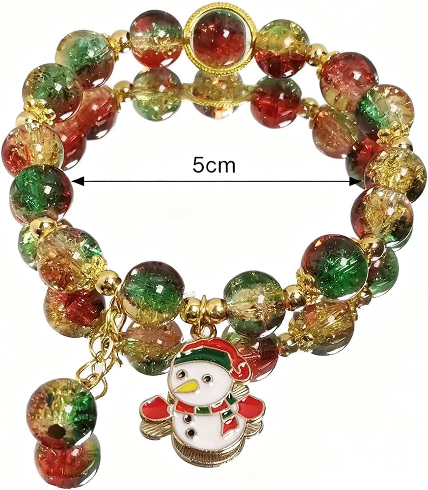 4pcs Christmas Crystal Beads Bracelet for Women Cute Snowman Santa Claus Reindeer Bracelets Set Sparkling Colorful Beads Stretch Bracelet Dainty Trendy Xmas Party Jewelry - Image 7
