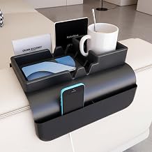 Couch Arm Cup Holder Silicone Sofa Armrest Tray with 5 Side Pockets