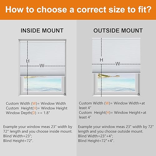 Miniatura 7 de Persilux Persianas opacas personalizadas para ventanas celulares sin cordón, persianas de ventana con panal (blanco, 46 pulgadas de ancho x 64