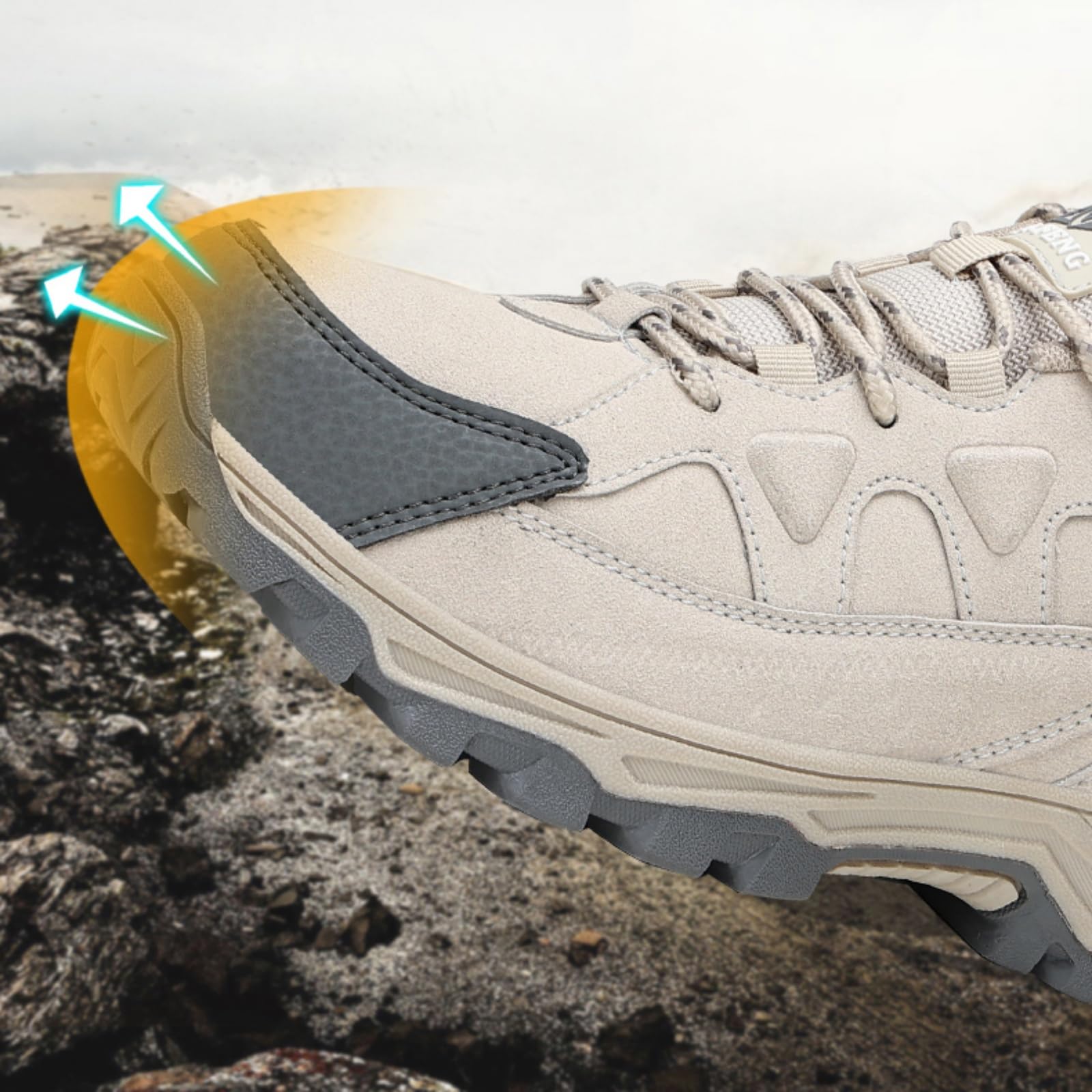 Męskie wodoodporne buty trekkingowe lekkie buty do chodzenia | Obuwie trekkingowe w stylu casual, Sznurowane, Wytrzymały zamsz, Oddychające wygodne, Idealne na kemping i szlak