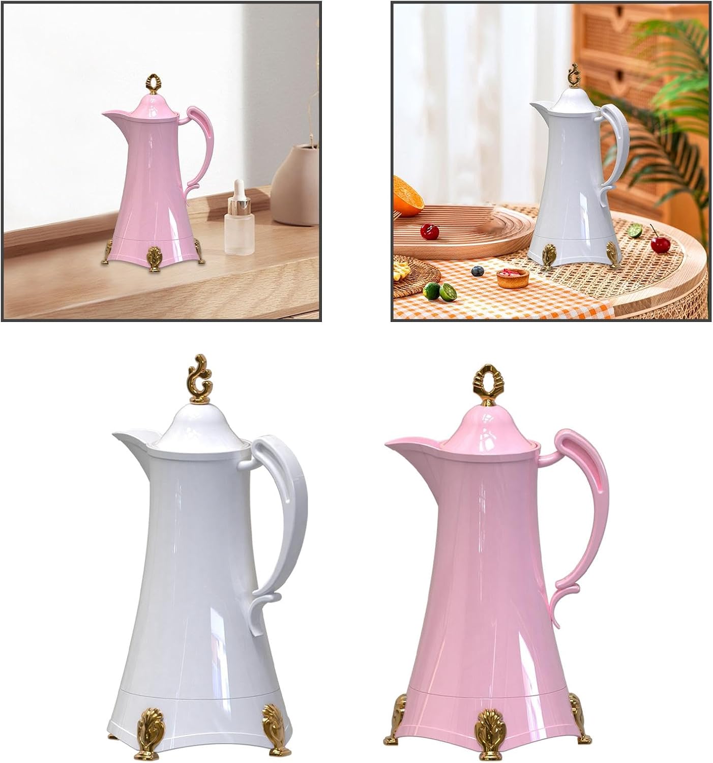 BUPEI Double Layer Insulated Coffee Pot, 800ml Coffee Insulated Pot, Leak Proof Glass Lining, Insulated Water Bottle (Size : WHITE)