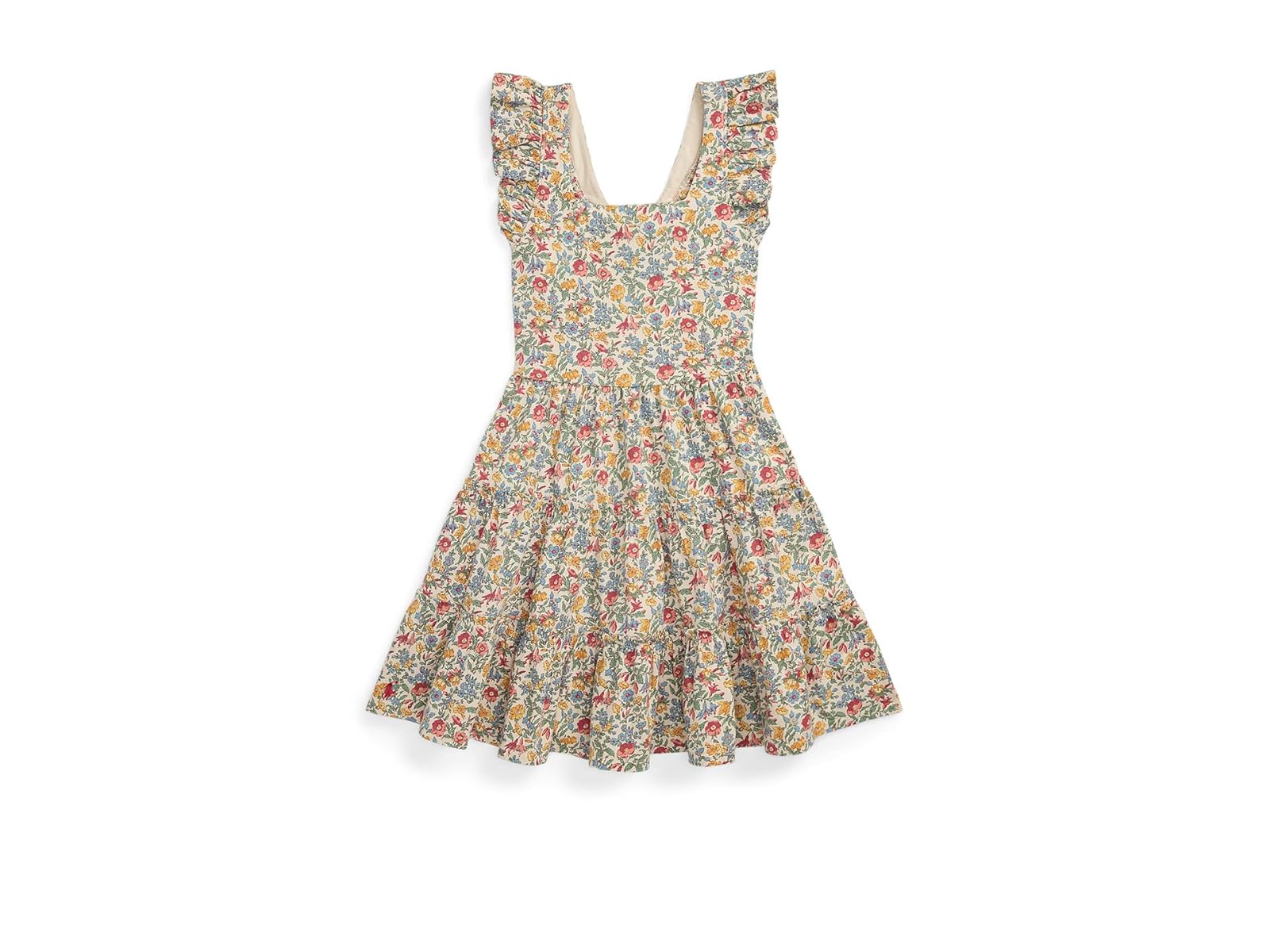 Girl's Polo Ralph Lauren Kids Floral Ruffled Cotton Jersey Dress (Big Kid) - Picture 2 of 3