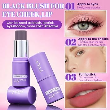 Colour Changing Blusher Stick, Multi Use Blush Stick Beauty Products, Sheer To Buildable Cheek Colour, Smooth Blendable Cream Texture, For Daily Routine, For Handbag Touch Ups, For Natural Look