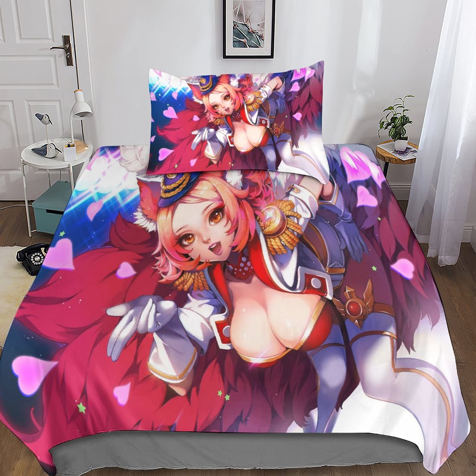 Housse de couette motif de jeu 3D en microfibre souple avec taies d'oreillers 135x200