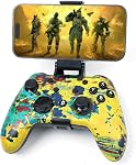 Wzuicov Bluetooth & Wired Game Controller – Gamepad for Switch, iPhone/iPad, Android, PC & More | with Phone Mount, 2x USB-C Cables & C-A Adapter (Red&Blue Star)