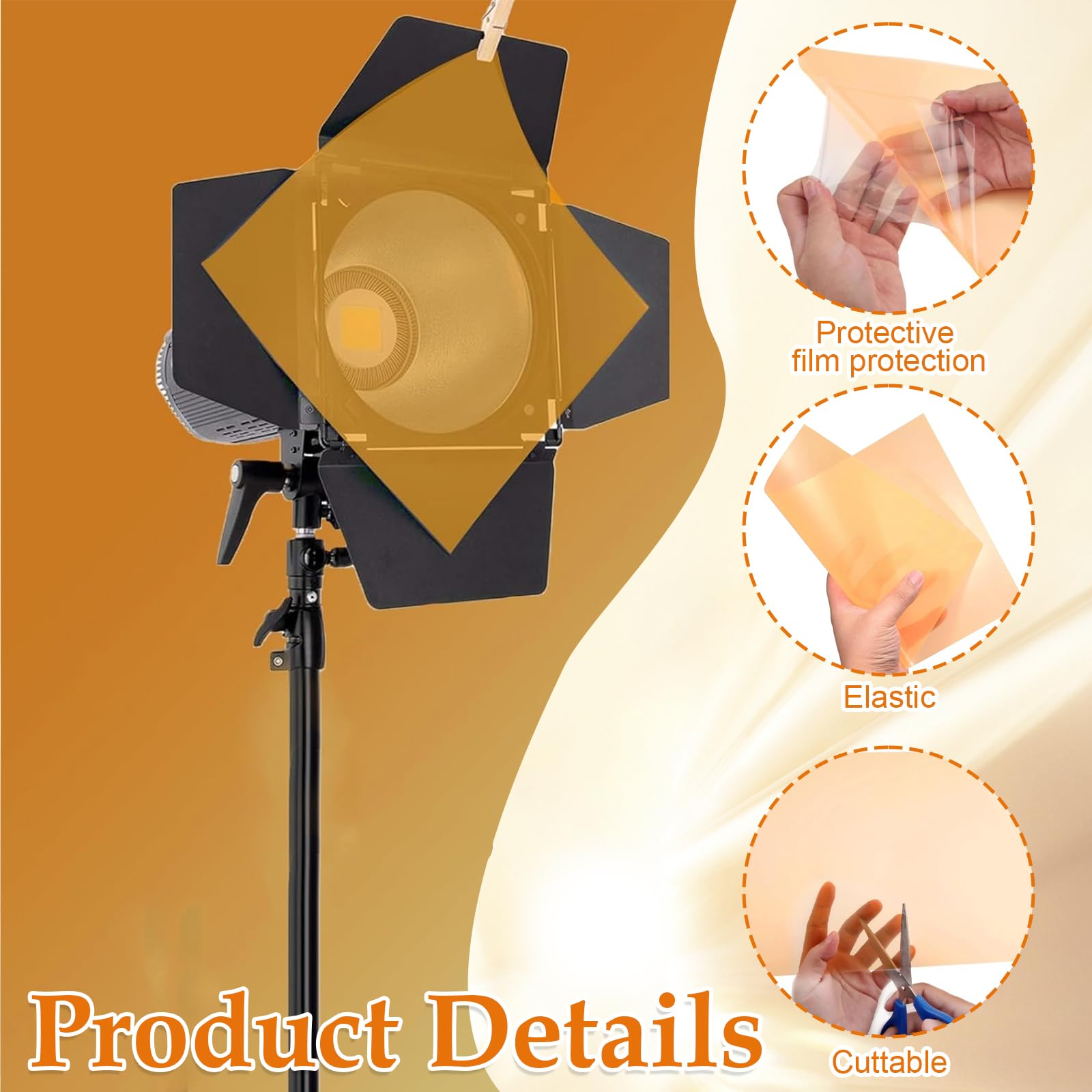 7 Pezzi Pellicola Arancione per Luci 30x21cm in PVC Resistente al Calore - Filtro per Contrasto Fotografico, Protezione Vista, Decorazioni Fai-da-te, Luci LED, Progetti Creativi