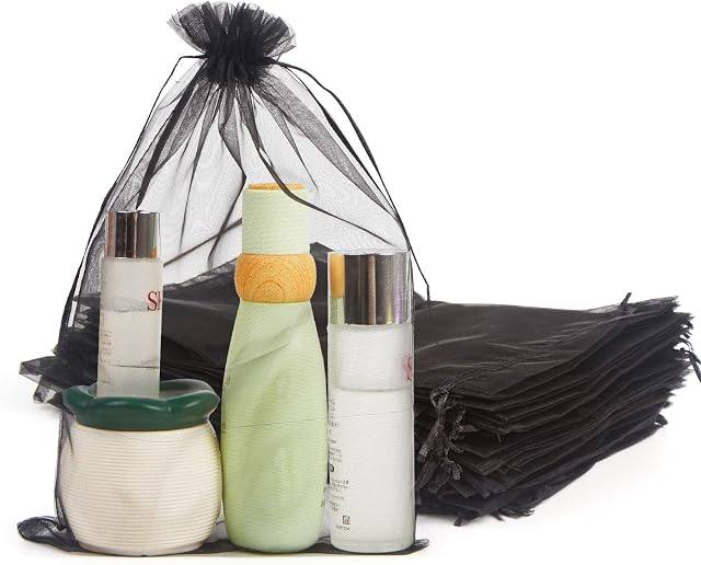 VEYLIN 50 Large Black Organza Gift Bags 20 x 30CM Mesh Wedding Gift Favors Bag