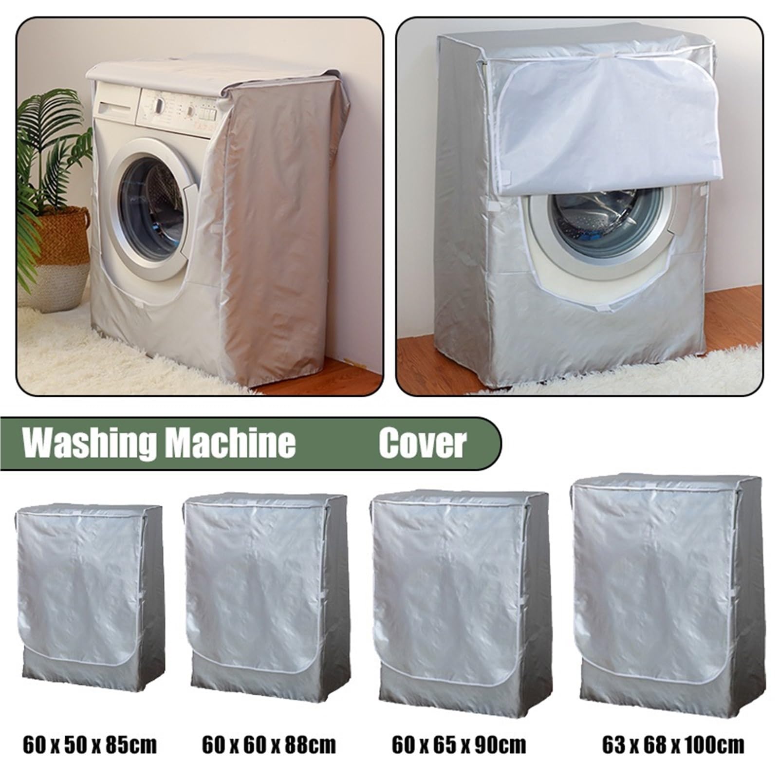 Housse en Oxford pour Lave-Linge, Housse de Machine à Laver argentée Plusieurs Tailles. Sécheuse Linge Chargement Frontal .Ive(M-60x60x88cm)