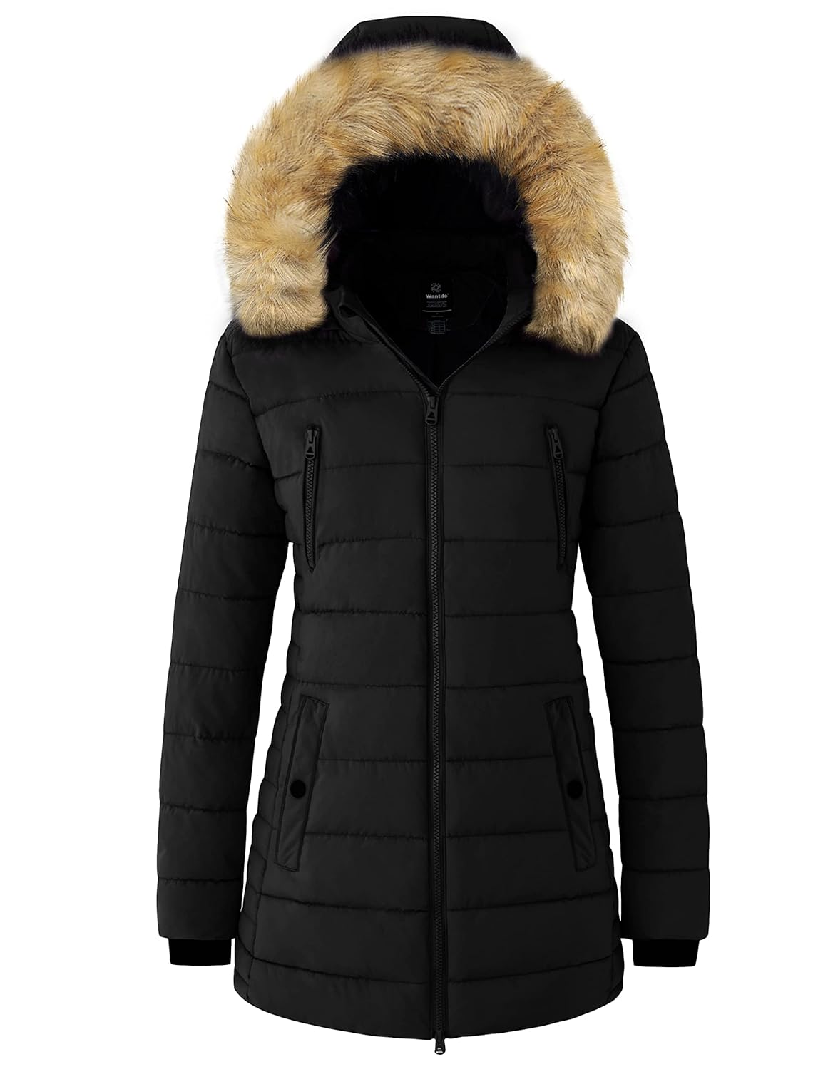 wantdo Womens Warm Winter Coat Heavy Puffer Jacket Parka with Fur Trimmed Hood