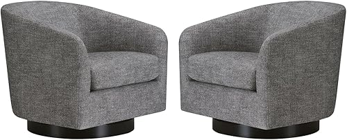 Miniatura 16 de CHITA - Silla decorativa giratoria con diseño de barril tapizada, certificada FSC, para sala de estar, completamente ensamblada, beige lino Lino