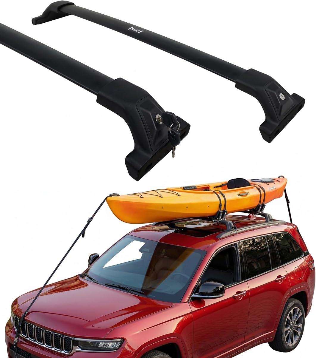 Cross Bar for 2021-2026 Jeep Grand Cherokee L & 2022-2026 Grand Cherokee WL | 330LBS Lockable Roof Rack Crossbars, Easy Install Aluminum Cargo Bars, Quiet Rooftop Carrier Rack for Luggage Kayak Bike Ski