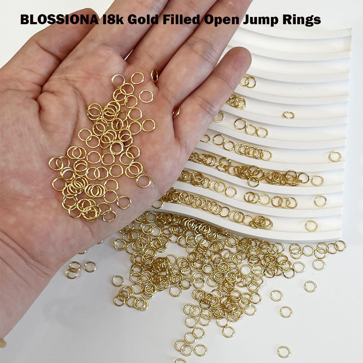 500pcs 4/5/6/7/8mm 18K Gold Filled Jump Rings for Jewelry Making Open Gold Jump Rings for Bracelet Necklace Repair Non Tarnish Connector Gold Rings Brass Split Rings for Key Chains