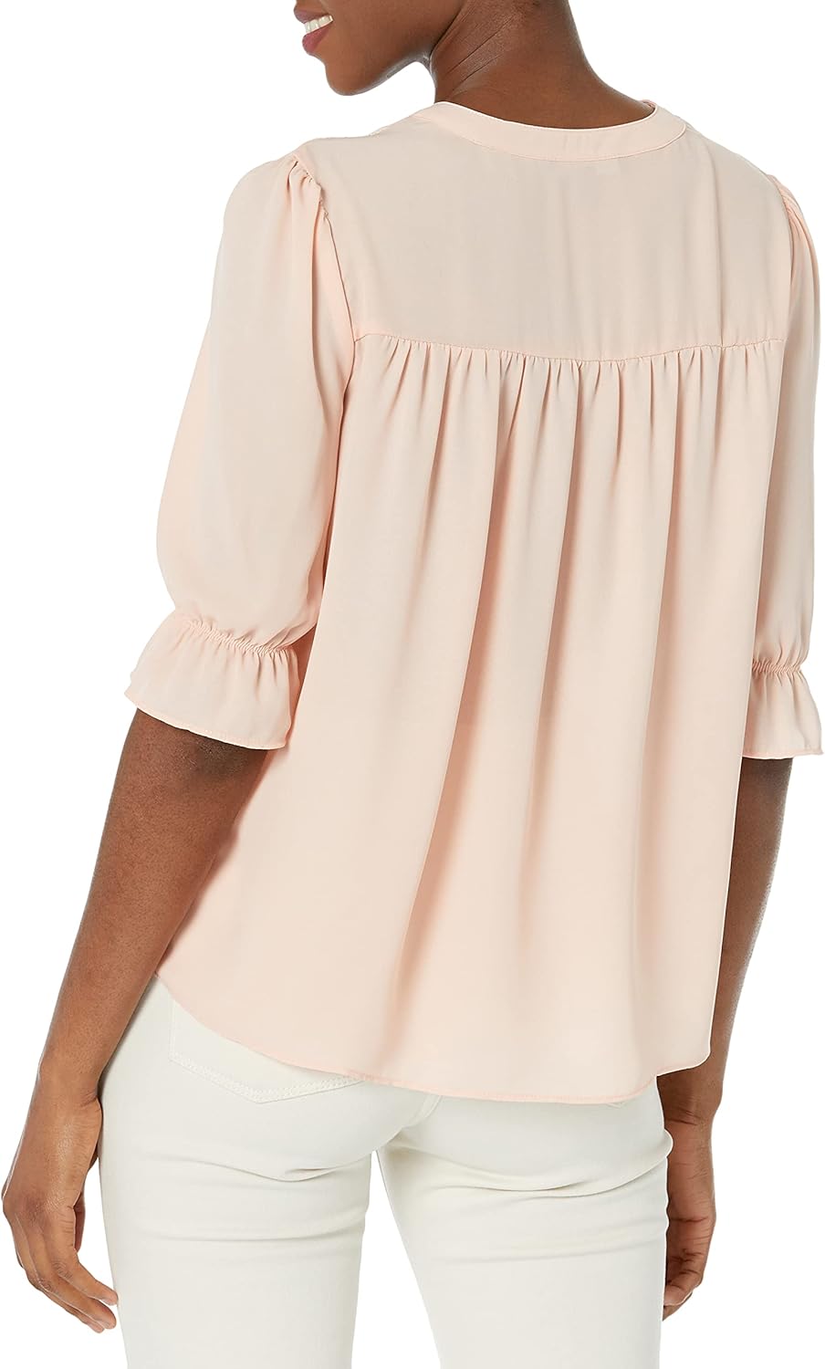 Zac & Rachel Womens V Neck 3/4 Sleeve Blouse with Pintuck - Image 2