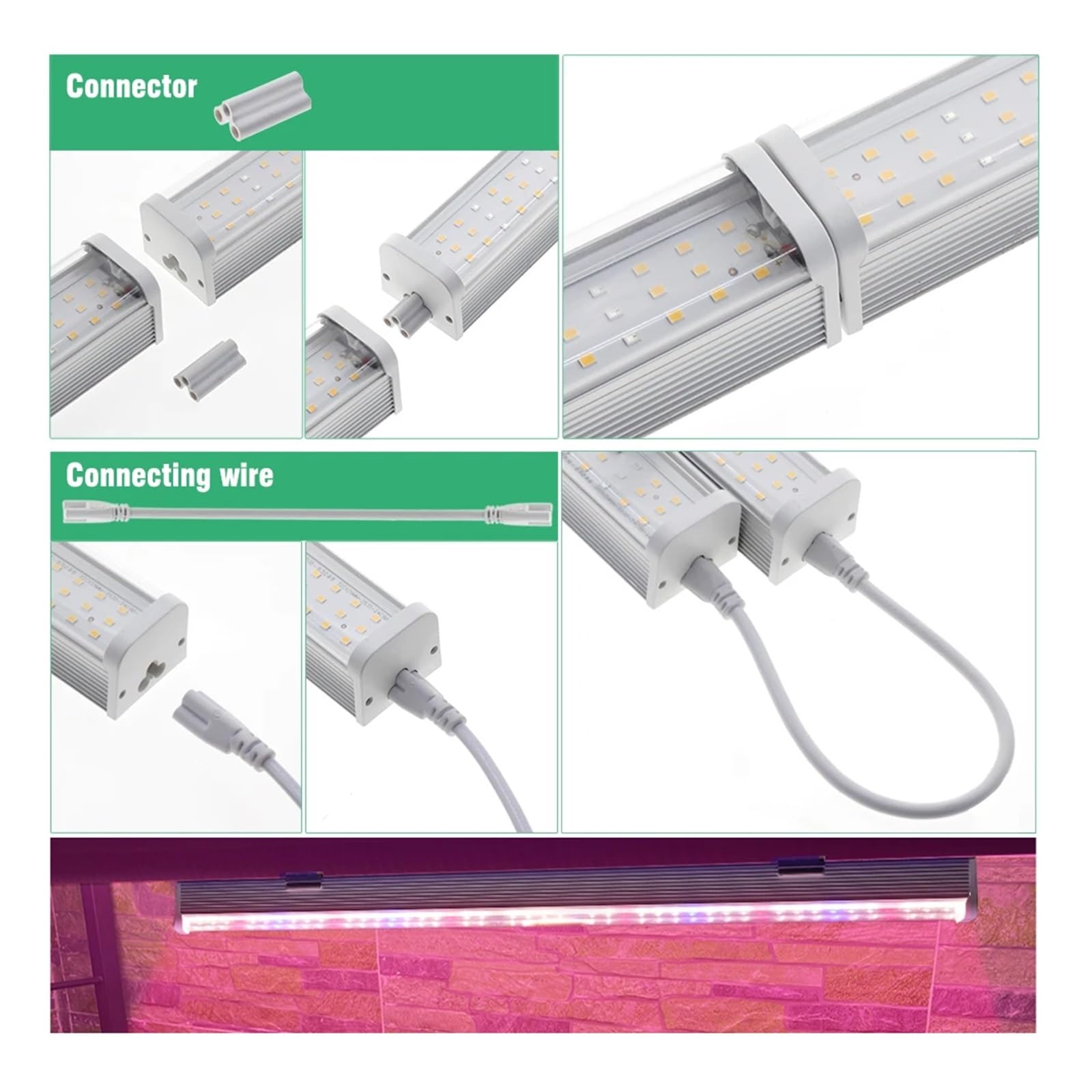 Lámpara de Plantas, Luz de cultivo 100V-265V Barra de luz LED de espectro completo for plantas lámpara Phyto de 53cm con cable de conexión Sunshine 4000K 380-780nm(Sunshine-2pcs)