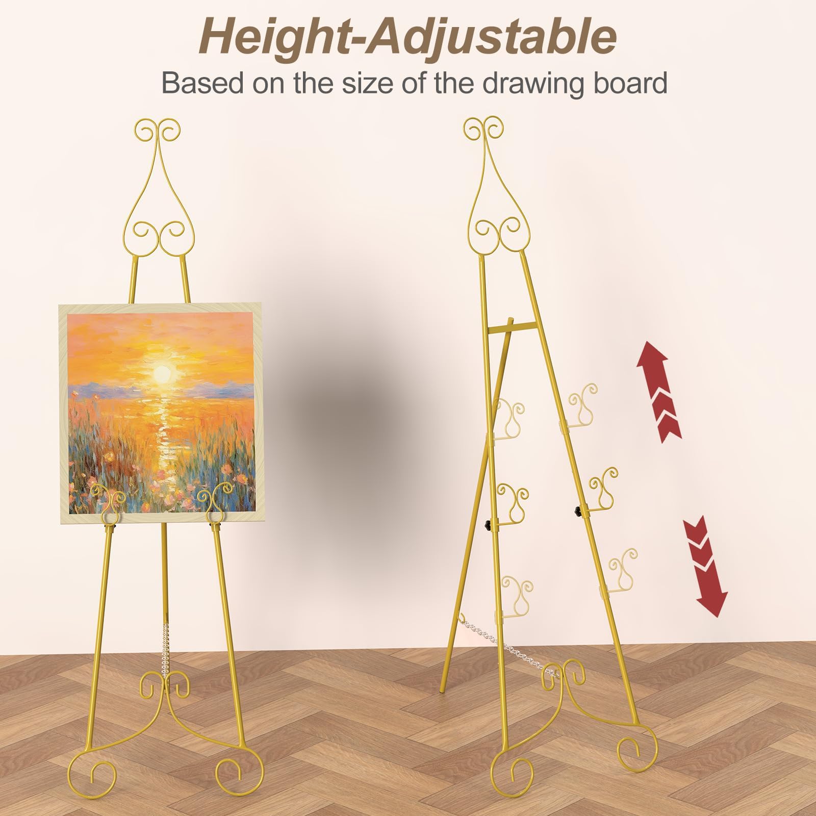 LIANTRAL Set di 2 cavalletti grandi in metallo per ingresso matrimonio segno di benvenuto supporto regolabile autoportante cornice specchio arte rack con catena supporto per pittura esposizione