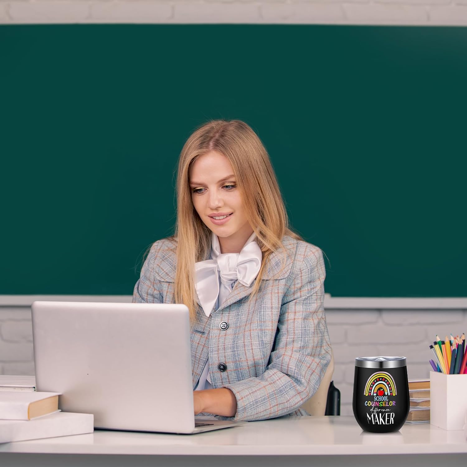 6 Pcs School Counselor Appreciation Gifts for Men Women Counsellor Thank You Gifts 12 oz Stainless Steel Cup Socks Keychain Pen Notebook Box for School Counselor Week Guidance Teacher - Image 6