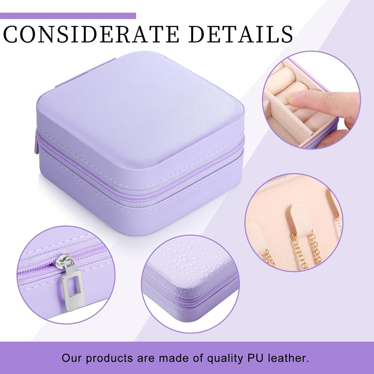 Hillban Bridesmaid Gifts Jewelry Box with Mirror, PU Leather Small Travel Jewelry Case Organizer Storage for Women Girls