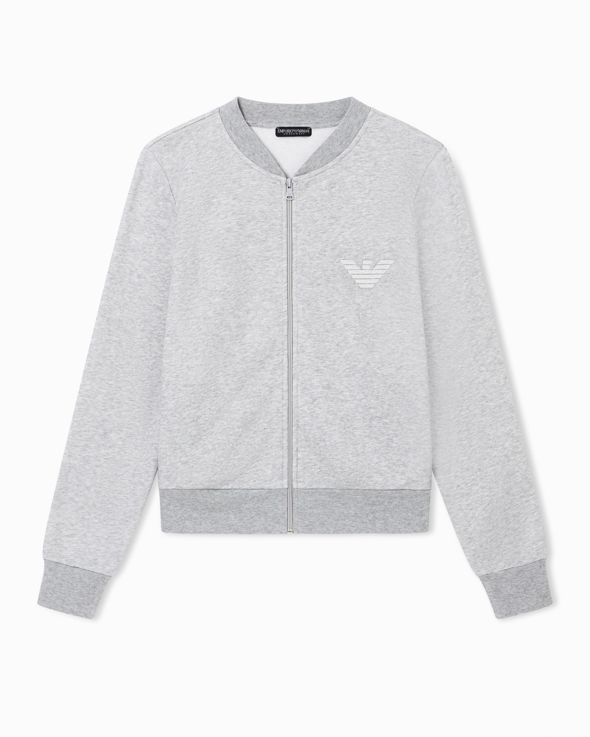 Emporio Armani WOMAN'S ICONIC TERRY OPEN SWEATSHIRT GREY S