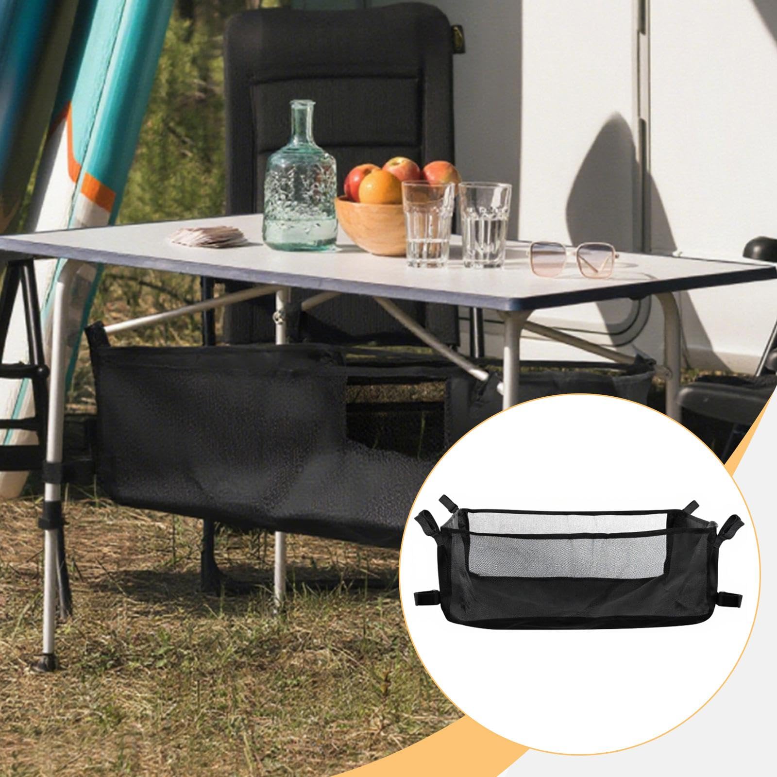 Borsa portaoggetti pieghevole da campeggio, 56 x 56 x 20 cm, in rete, per attrezzi all'aperto, escursionismo, picnic e viaggi, accessorio essenziale portatile per avventurieri