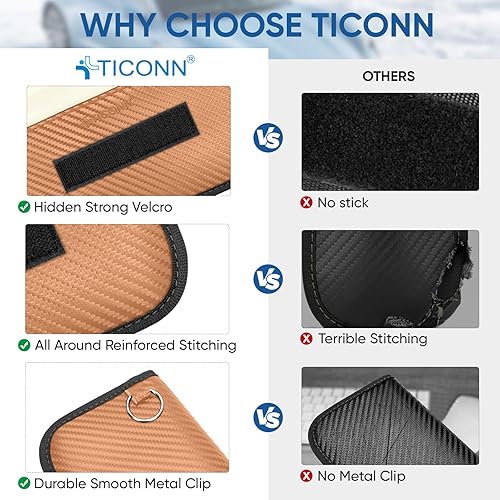 Vista 25 de TICONN Faraday - 2 bolsas para llavero, protector de jaula Faraday de 3.5 x 5.0 pulgadas, bloqueo de señal RFID para automóvil, bolsa antirrobo Negro