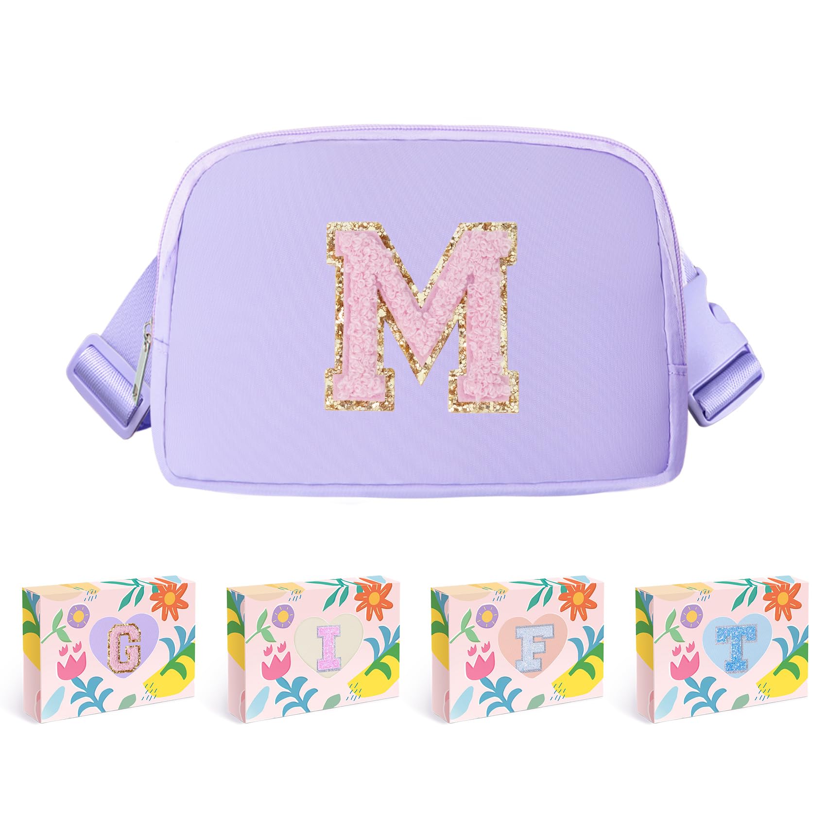 COSHAYSOO Initial Belt Bag Crossbody Letter Fanny Waist Pack Preppy Trendy Stuff Birthday Easter Gifts for Teen Flower
