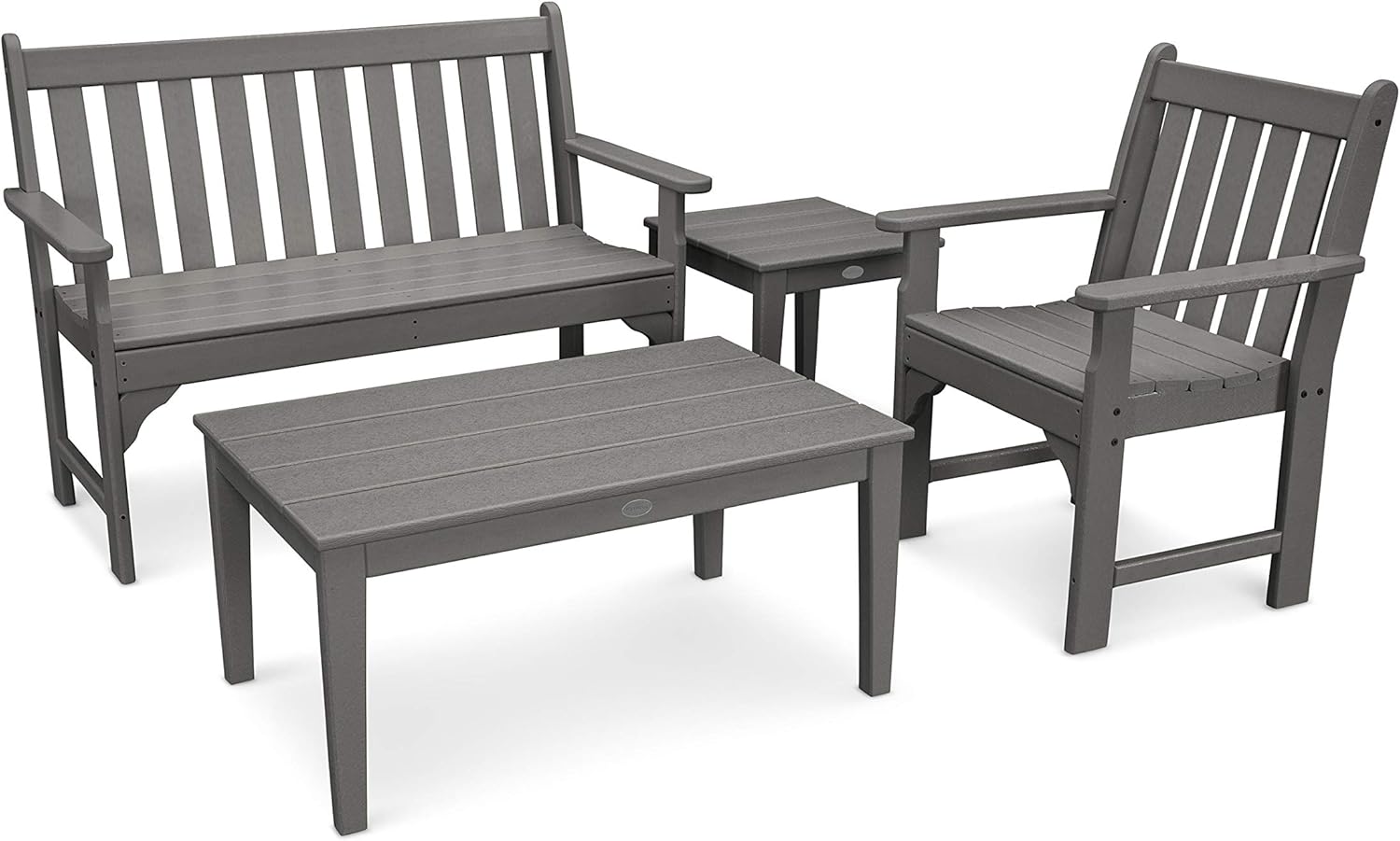 Polywood Vineyard 4-Piece Bench Seating Set (Slate Grey)