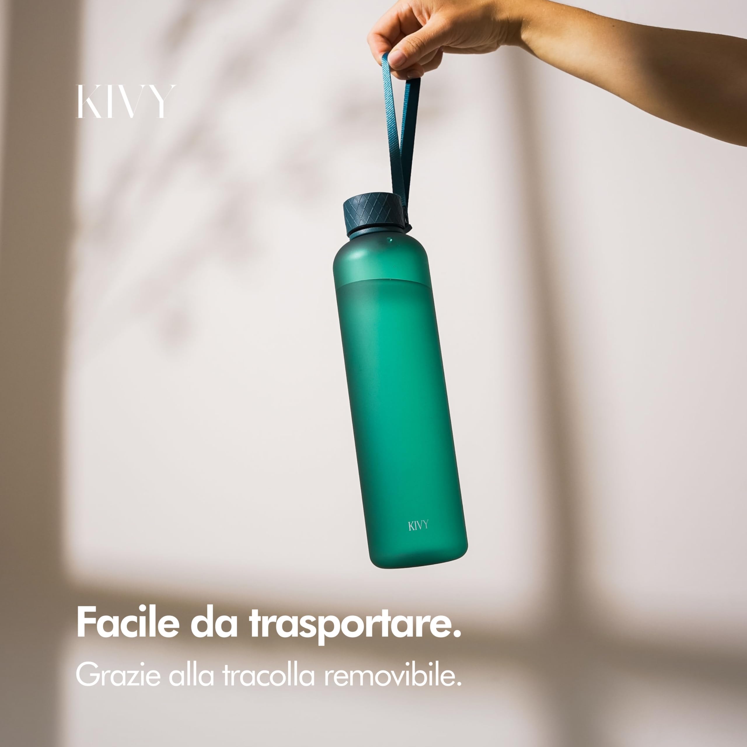 KIVY Borraccia 1 litro - Antigoccia e Antiurto – Perfetta per Sport, Scuola e Ufficio - Borraccia Palestra - Bottiglia 1 Litro - Bottiglia Acqua - Plastica Borracce Sportiva 1l - Senza BPA - Verde